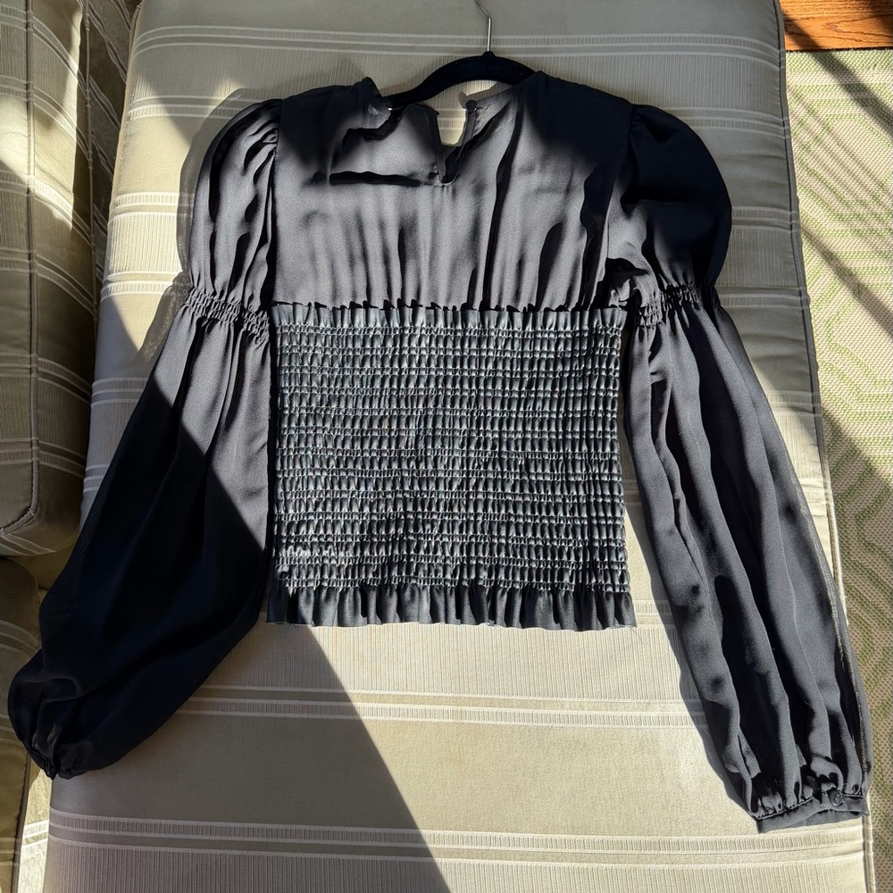 Zara Black Elegant faux leather Blouse